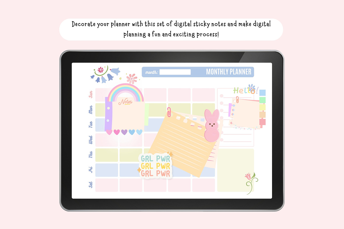 Cute Sticky Notes Digital Sticker, a Stationery Template by Tas ...