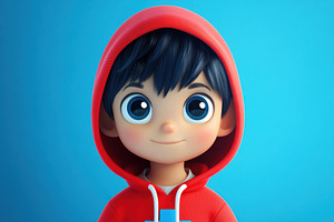 Charming cartoon boy wearing a red, a Photo by Pavel_design