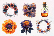 Watercolor Halloween Flowers Clipart, an Illustration by Dream Creation (Thumbnail 4 of 7)