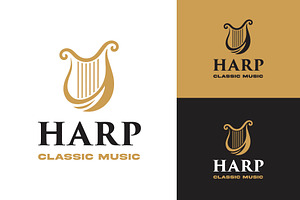 Classic Golden Harp Music Instrument, a Branding & Logo Template by funpixel