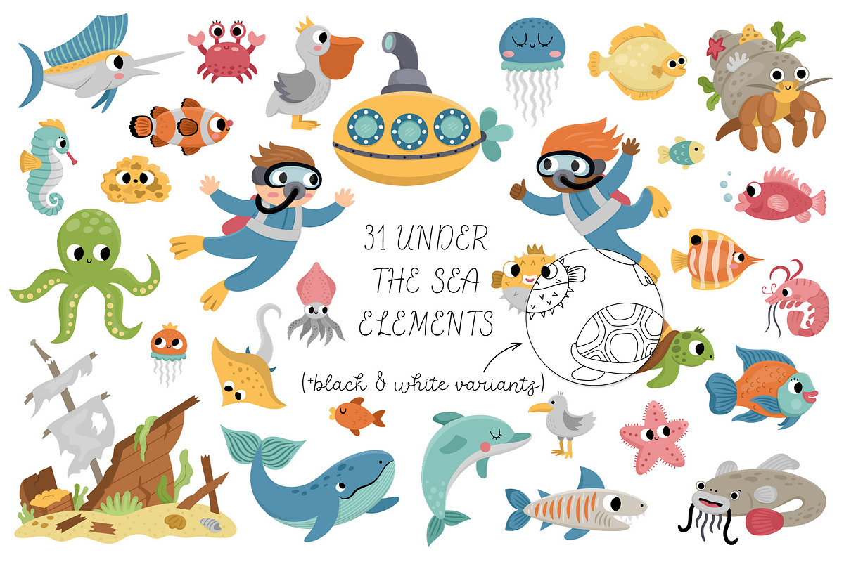 Under the sea clipart collection, an Animal Illustration by Lexi Claus (Photo 2 of 10)