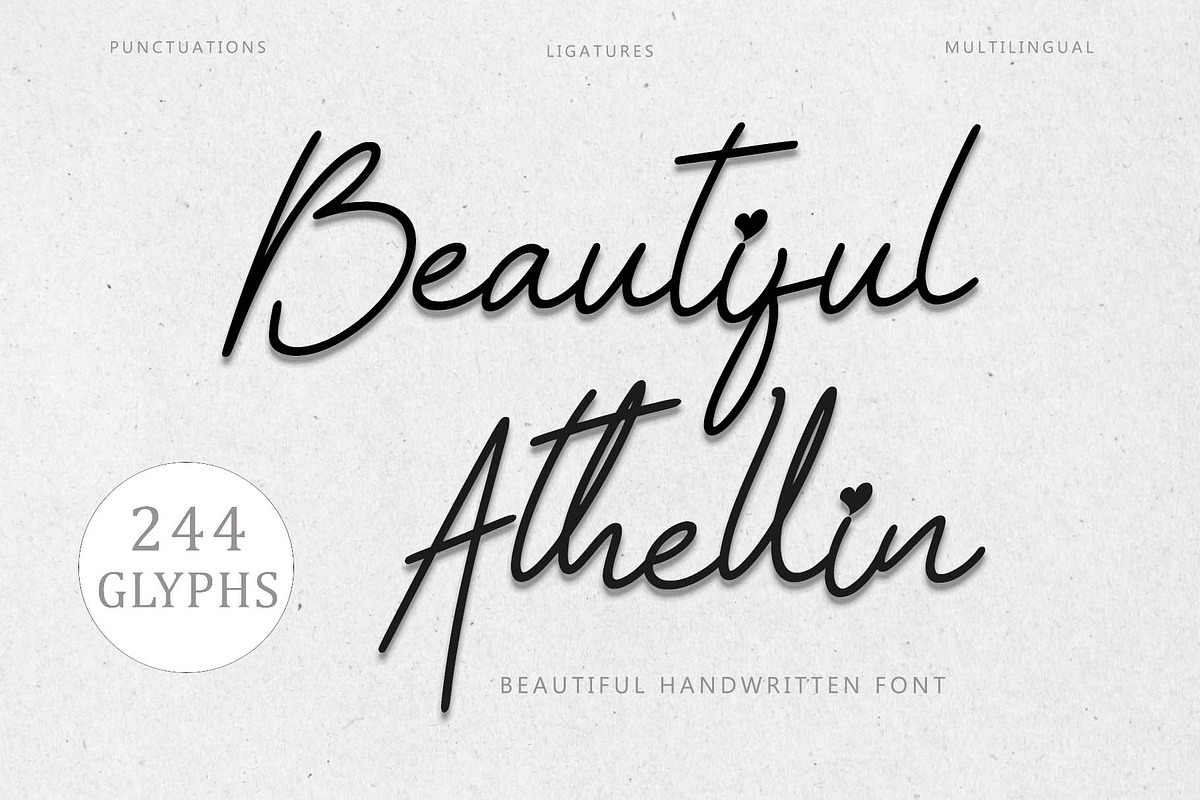 Beautiful Athellin, a Handwritten Font by Yoga Letter (Photo 1 of 7)