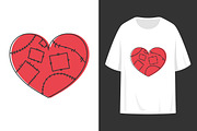 Heart with Stitches T Shirt Design, a Design Template by PsychocheArt (Thumbnail 1 of 3)