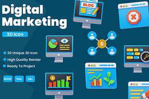 Digital Marketing 3D Icon Pack