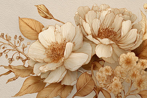 Elegant Brown and Beige Floral Bouqu, a Photo by Pixeness Studio