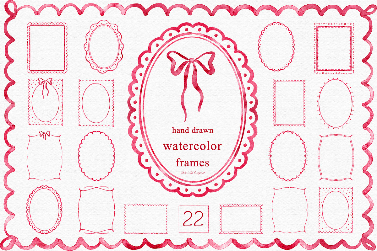 Bow Watercolor Red Frames, a Background Graphic by Solo Art Original (Photo 1 of 9)