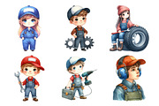 matching Mechanic Characters Clipart, an Illustration by Daily.Designs (Thumbnail 3 of 5)