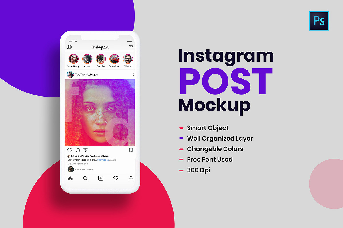 Instagram post Screen PSD Mockup, a Books & Magazine Mockup by ...