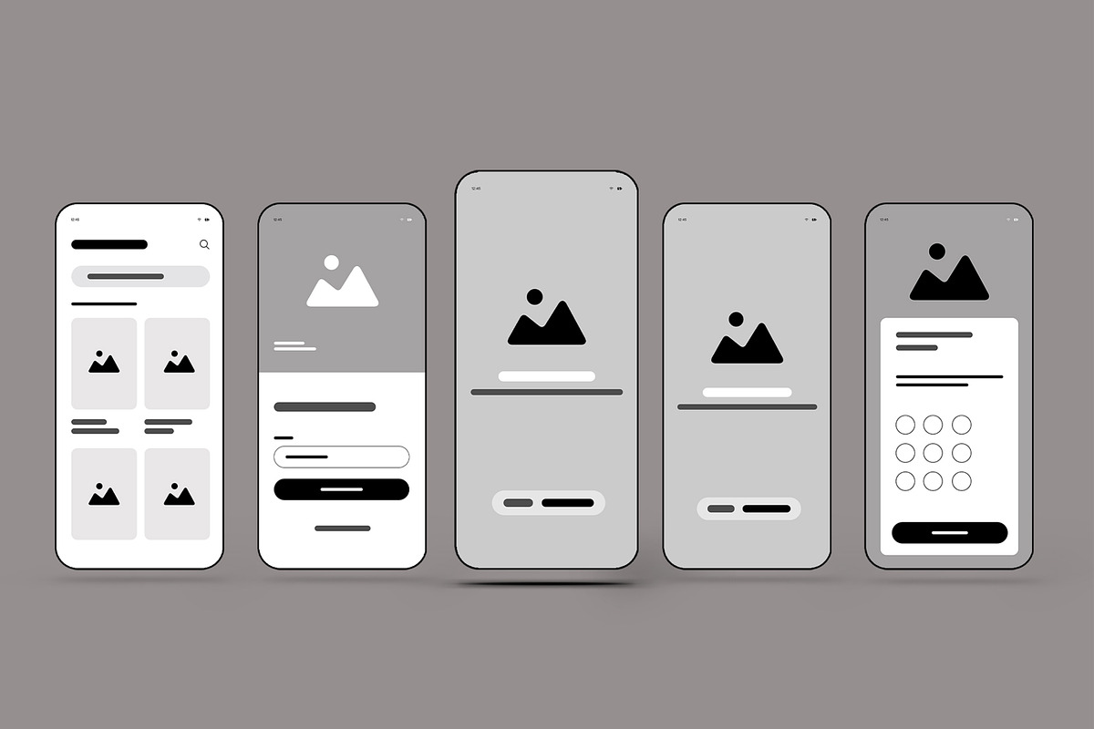 Mobile App Wireframe Template, a Wireframe Template by MightyDesign (Photo 1 of 8)