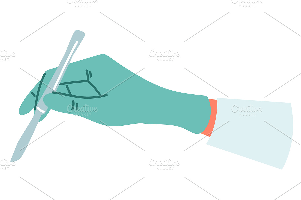 Surgeons hand with scalpel makes, a Healthcare Illustration by Vectorbuum