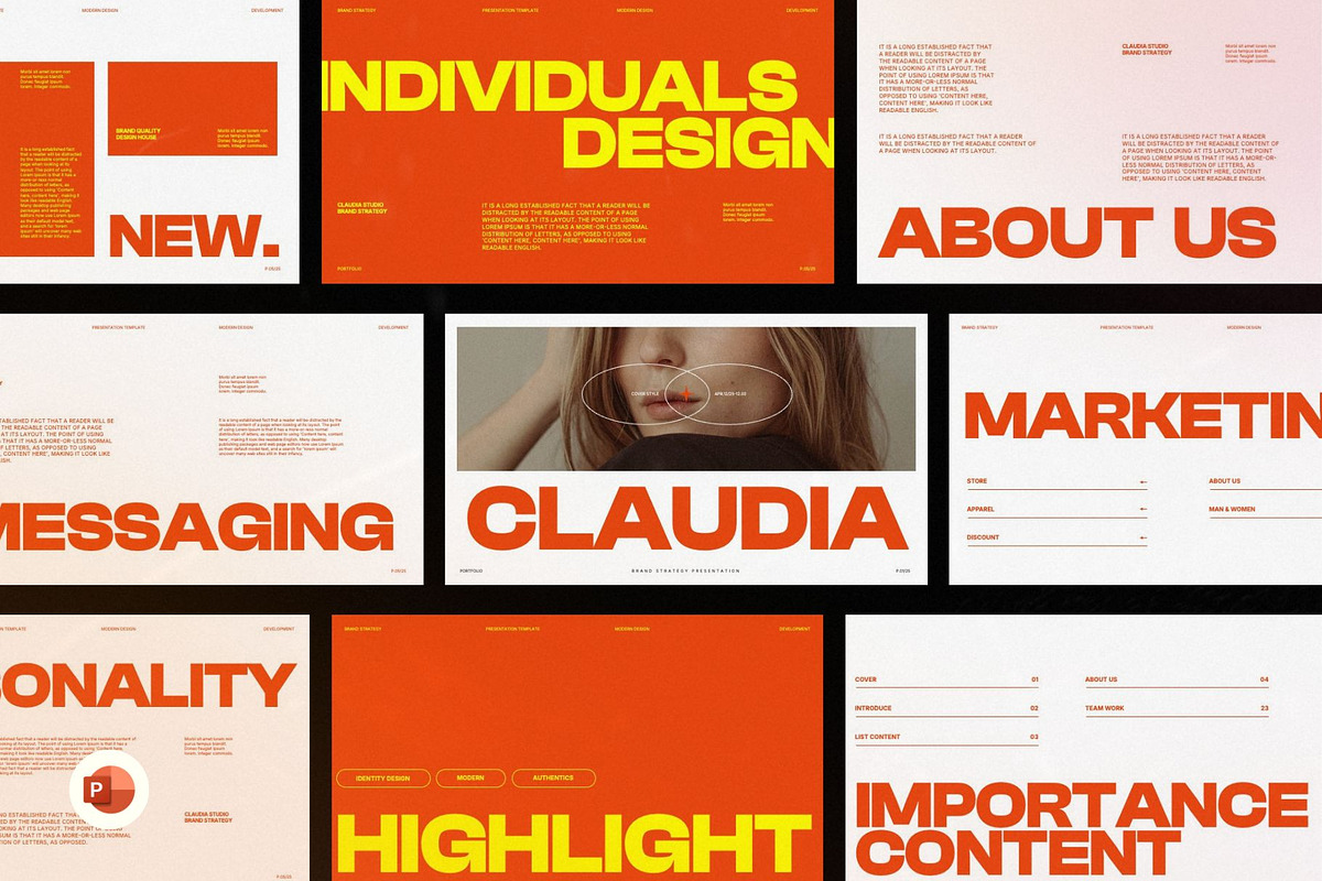 Claudia - Brand Identity PowerPoint, a Presentation Template by Creatorism (Photo 1 of 9)