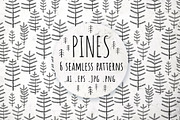 6 patterns with pines, a Pattern Graphic by pineart (Thumbnail 1 of 5)