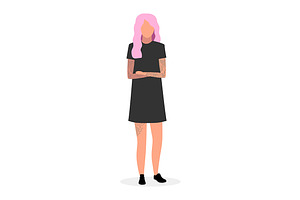 Emo Girl Flat Vector Illustration