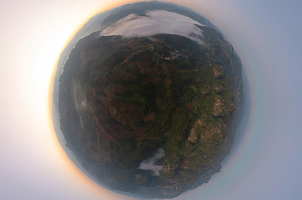 Little planet 360 degree sphere. Panorama of aerial top view of, a Background Photo by Tampatra