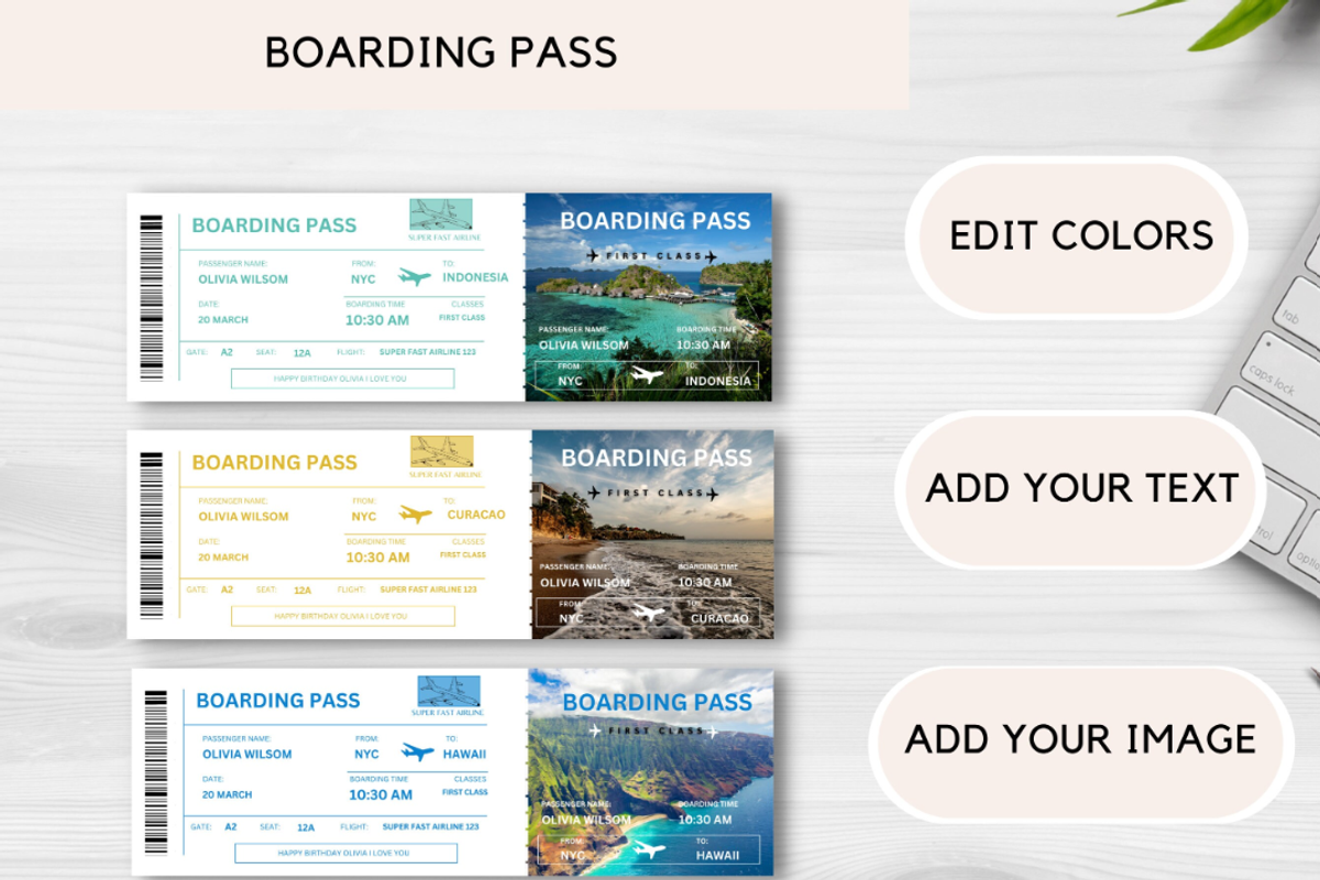 Editable Boarding Pass Template, a Card Template by YasdeyDesigns (Photo 6 of 7)