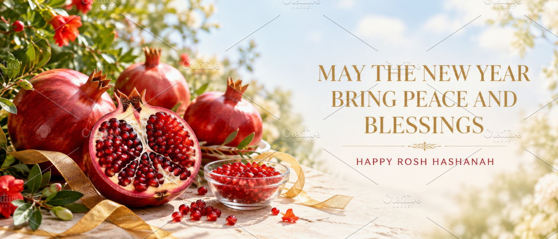Rosh Hashanah holiday scene with pom, a Photo by Dvoevnore photos