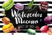 Watercolor Macarons Clipart Set, a Decorative Illustration by Inna Sinano (Thumbnail 1 of 6)