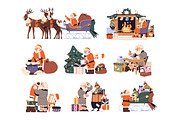 Santa Claus set + Christmas cards, a Seasonal Illustration by PaperTrident (Thumbnail 1 of 12)