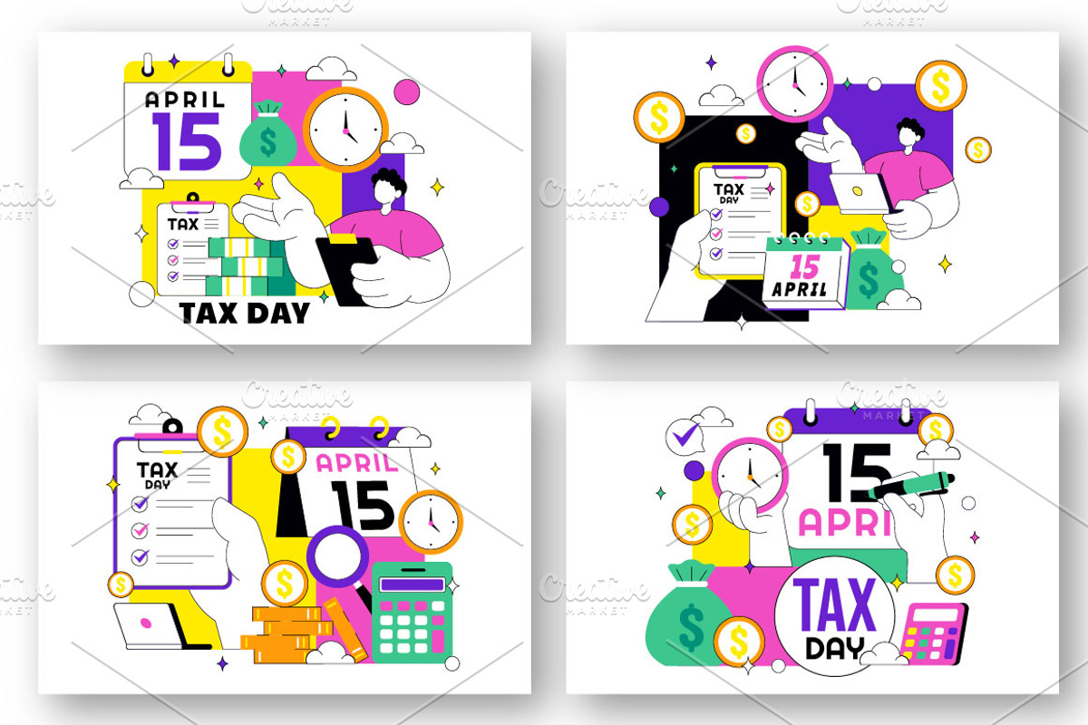 10 Happy Tax Day Illustration, an Object Illustration by denayunebgt (Photo 2 of 4)