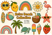 Retro Beach Collection, a Seasonal Illustration by KiddoGlyphs Studio (Thumbnail 1 of 4)