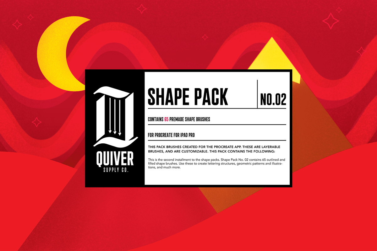 Procreate Shape Brush Pack 02, a Brush Add-On by Quiver Supply Co. (Photo 1 of 6)
