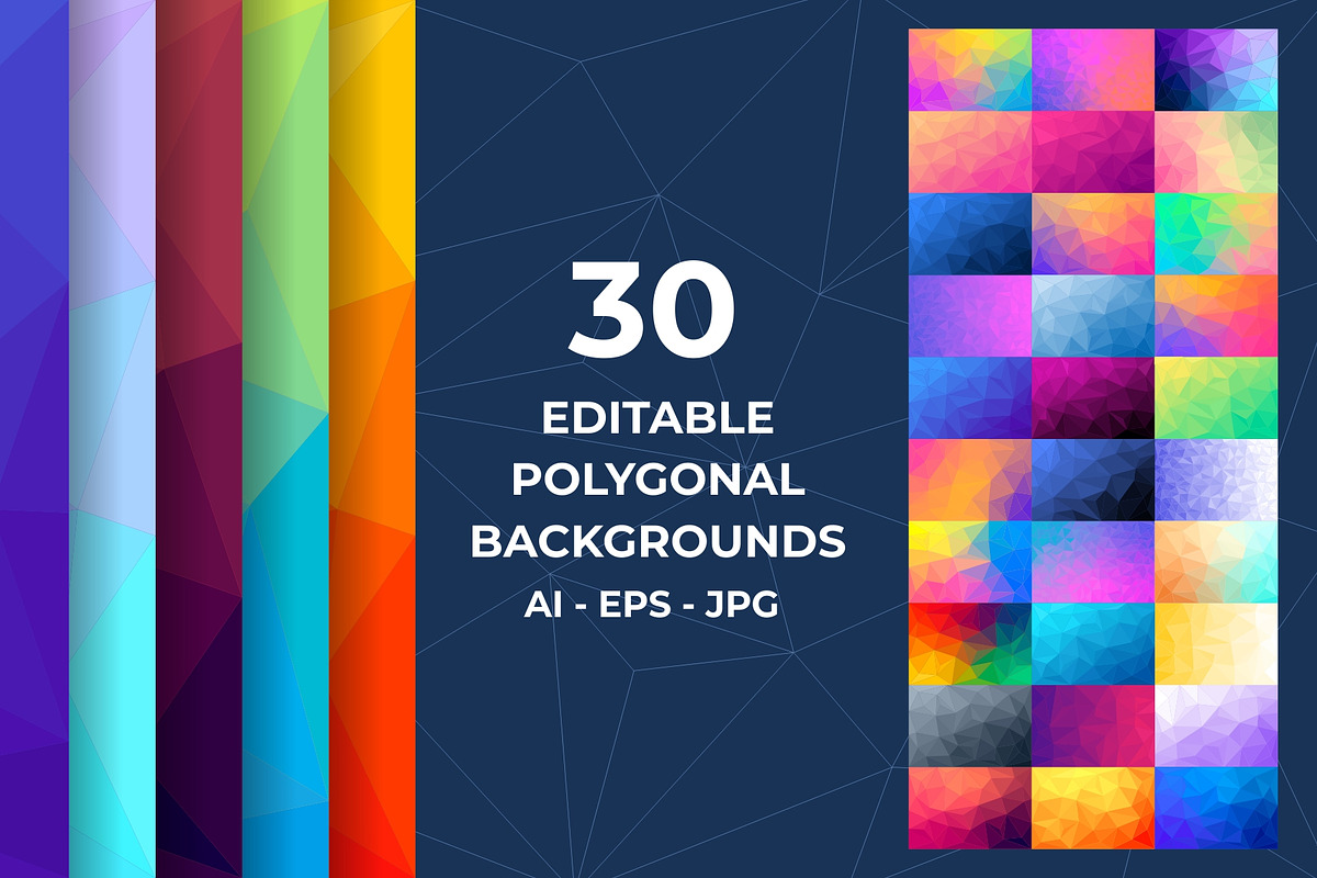 30 Vector Low Poly Backgrounds, a Background Graphic by Rosa Puchalt (Photo 3 of 3)