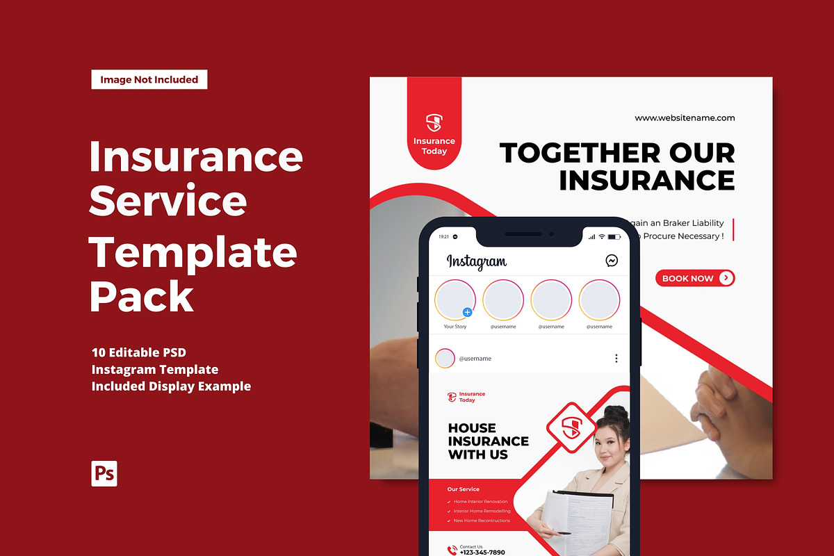 Insurance Service Instagram Post, a Social Media Template by CavenArt (Photo 1 of 5)