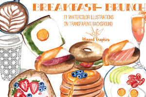 Breakfast/ Brunch Watercolor Set