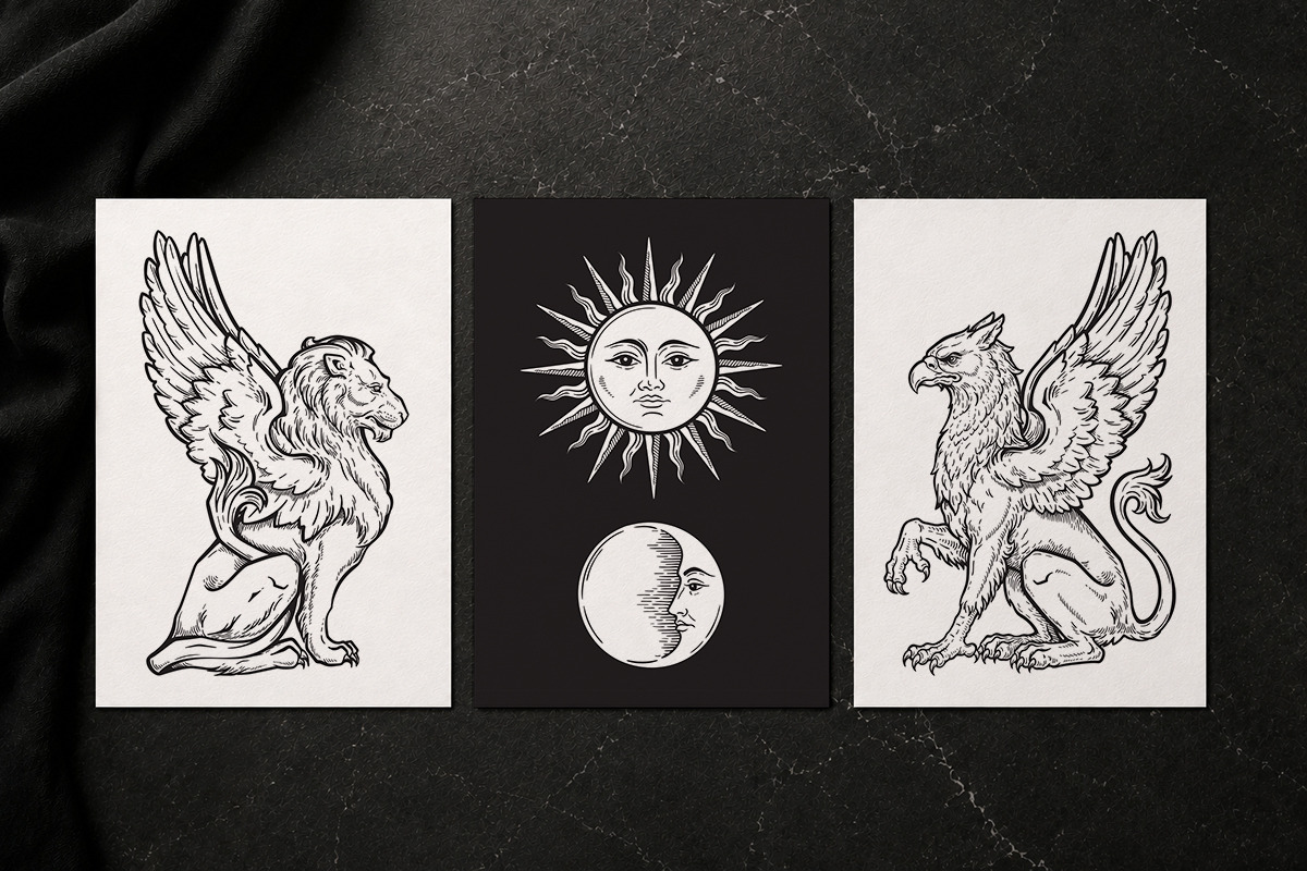 Magic Beasts Engraving Style Vector, an Animal Illustration by Croisy (Photo 7 of 8)