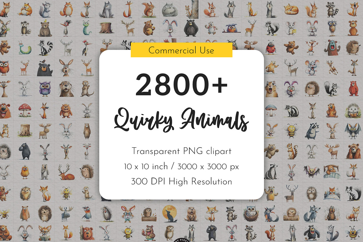 Quirky Animals Mega Bundle, an Animal Illustration by PaintPixelCo (Photo 1 of 15)