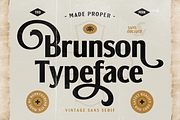 Brunson - Vintage Sans Serif, a Sans Serif Font by Burntilldead (Thumbnail 1 of 12)