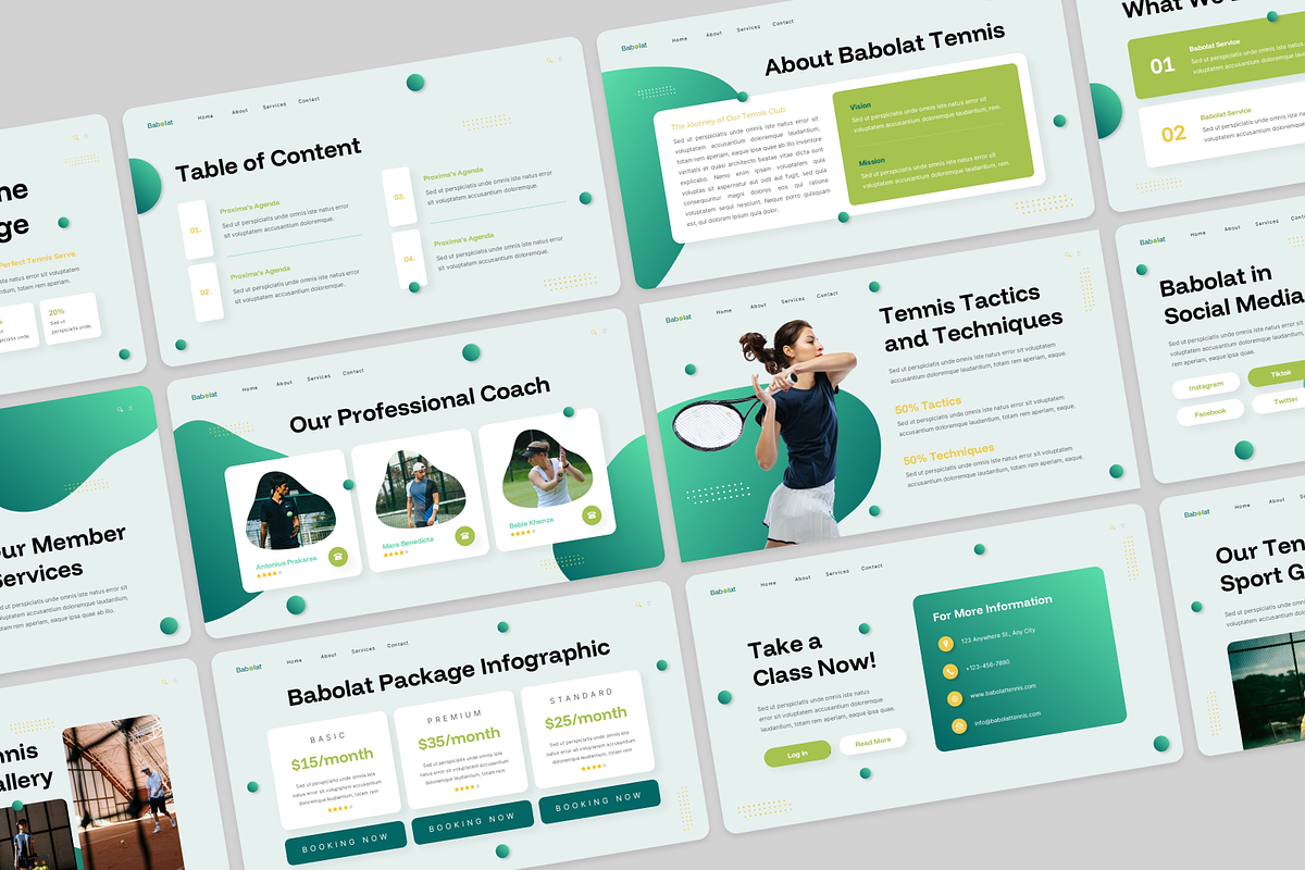 Babolat - Tennis Sport PowerPoint, a Presentation Template by Annora Studio (Photo 3 of 5)