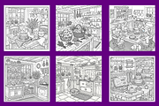 Cozy Kitchen Coloring Pages, a Decorative Illustration by BerryPieArt (Thumbnail 2 of 3)