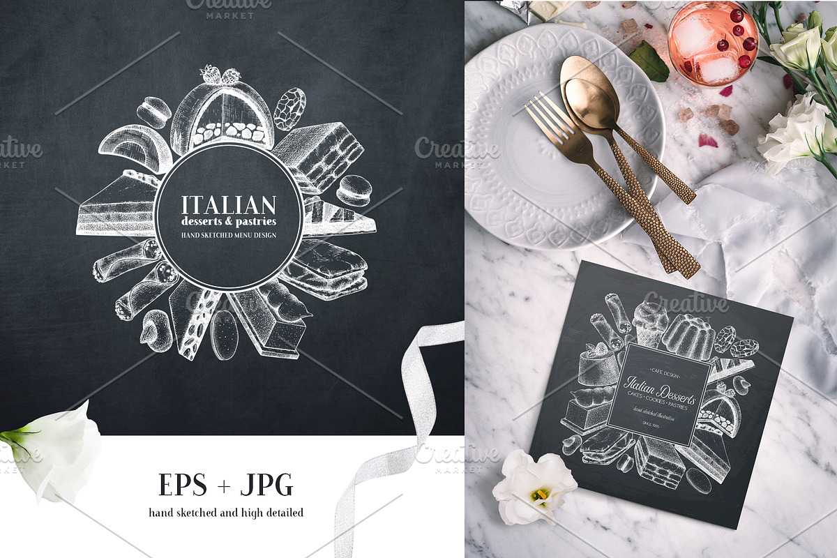 Italian Desserts. Pastries Sketches, a Food Illustration by Yevheniia (Photo 5 of 10)