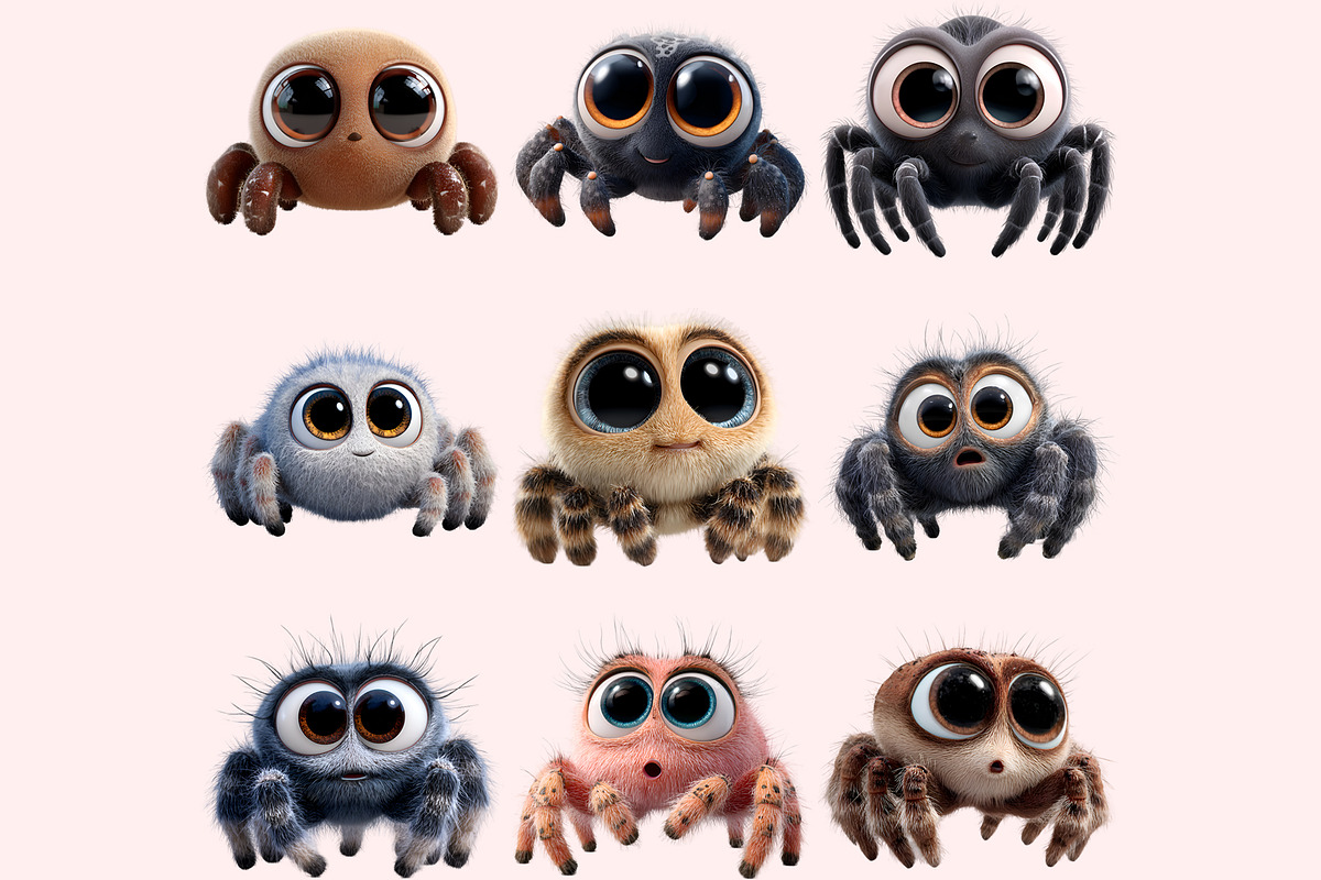 Cute Spider Clipart PNG Bundle, a Graphic by M9 Design (Photo 4 of 9)