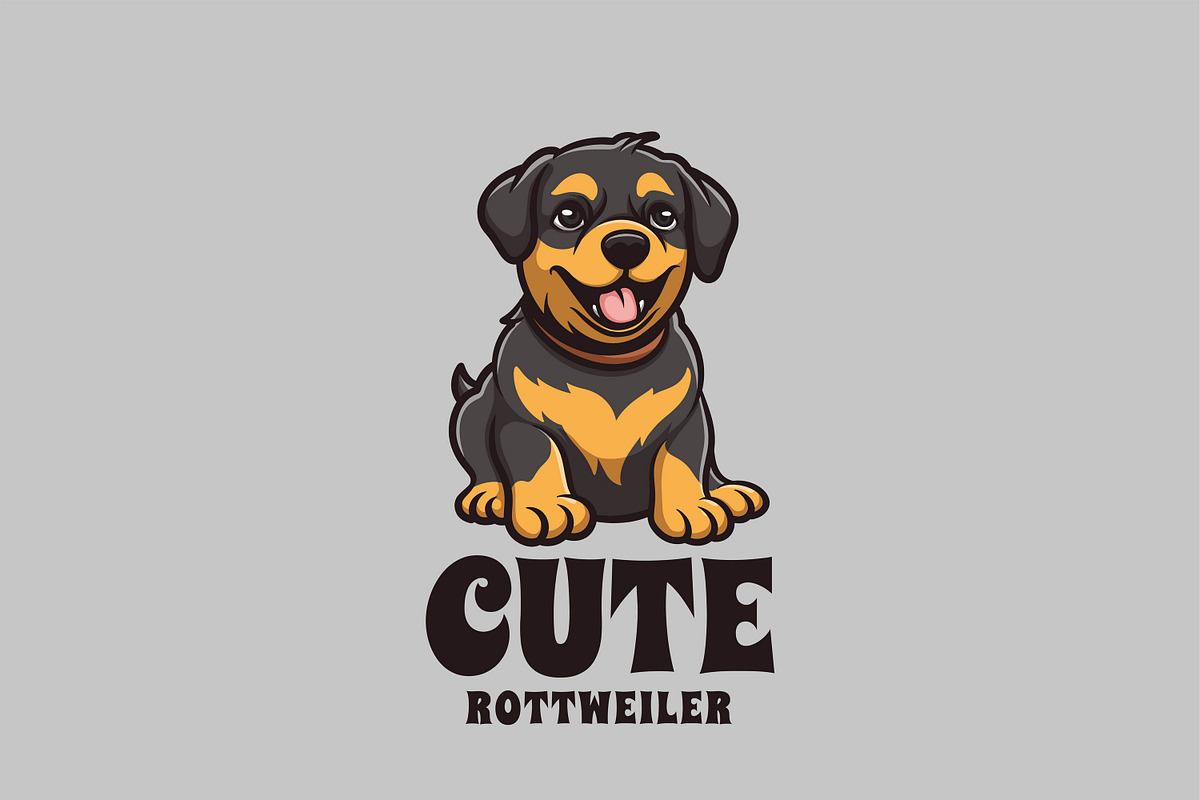 Cute Rottweiler Cartoon Logo, a Branding & Logo Template by Gumrega Studio