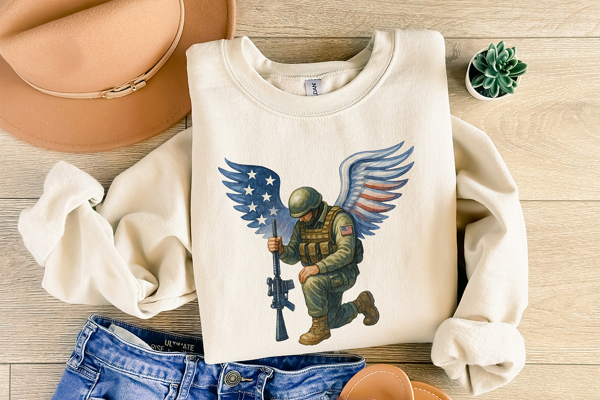 American Soldier Angel Man Praying, an Illustration by SharpMarketplace (Photo 8 of 9)