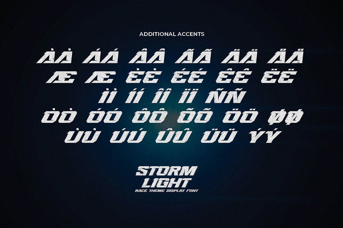 STORMLIGHT - Race Theme Display Font, a Font by Gassstype (Photo 8 of 9)