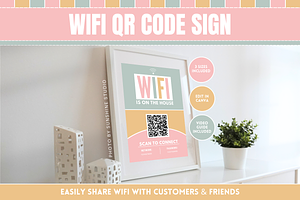 Olive Rose WiFi QR Code Sign, a Stationery Template by SunshineStudioBoutique