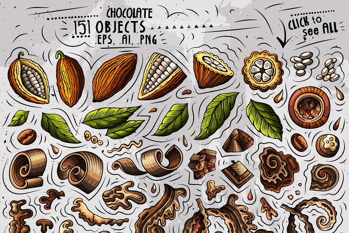 Chocolate Cartoon Objects Set, an Object Graphic by BALABOLKA (Photo 2 of 3)