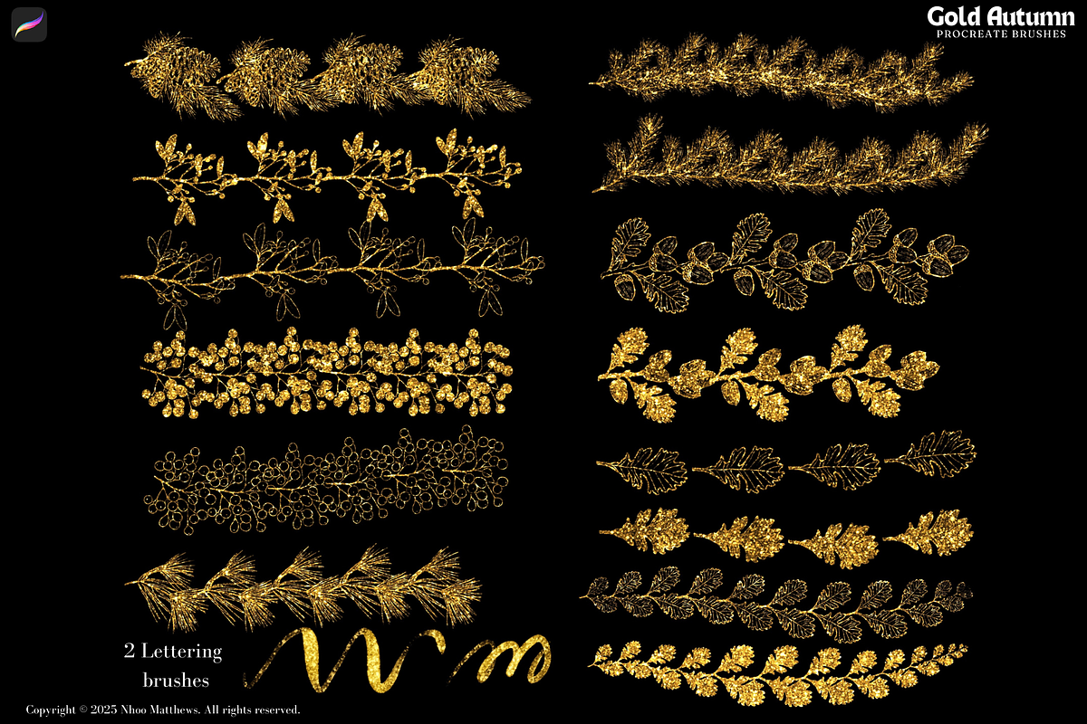 Procreate Gold Autumn Metallic Brush, a Brush Add-On by Fashion Workshop Bkk (Photo 11 of 13)