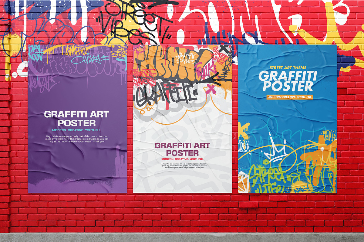 Bundle 16 Graffiti Poster Templates, a Poster Template by MEAS7 Artwork (Photo 2 of 7)