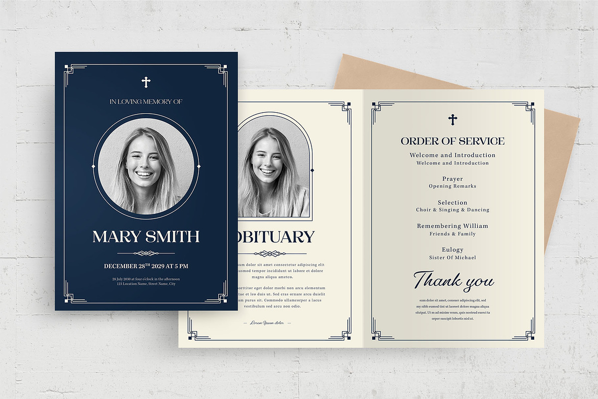 Art Deco Funeral Template, a Flyer Template by BrandPacks (Photo 1 of 6)