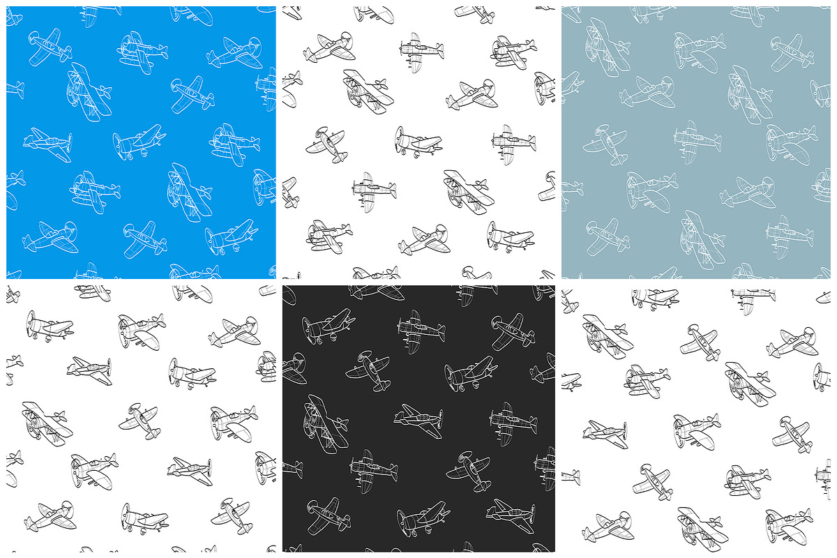 Airplanes. 30 vector patterns, a Pattern Graphic by Alena Stoyko design (Photo 10 of 13)