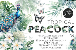 Tropical Floral And Peacocks