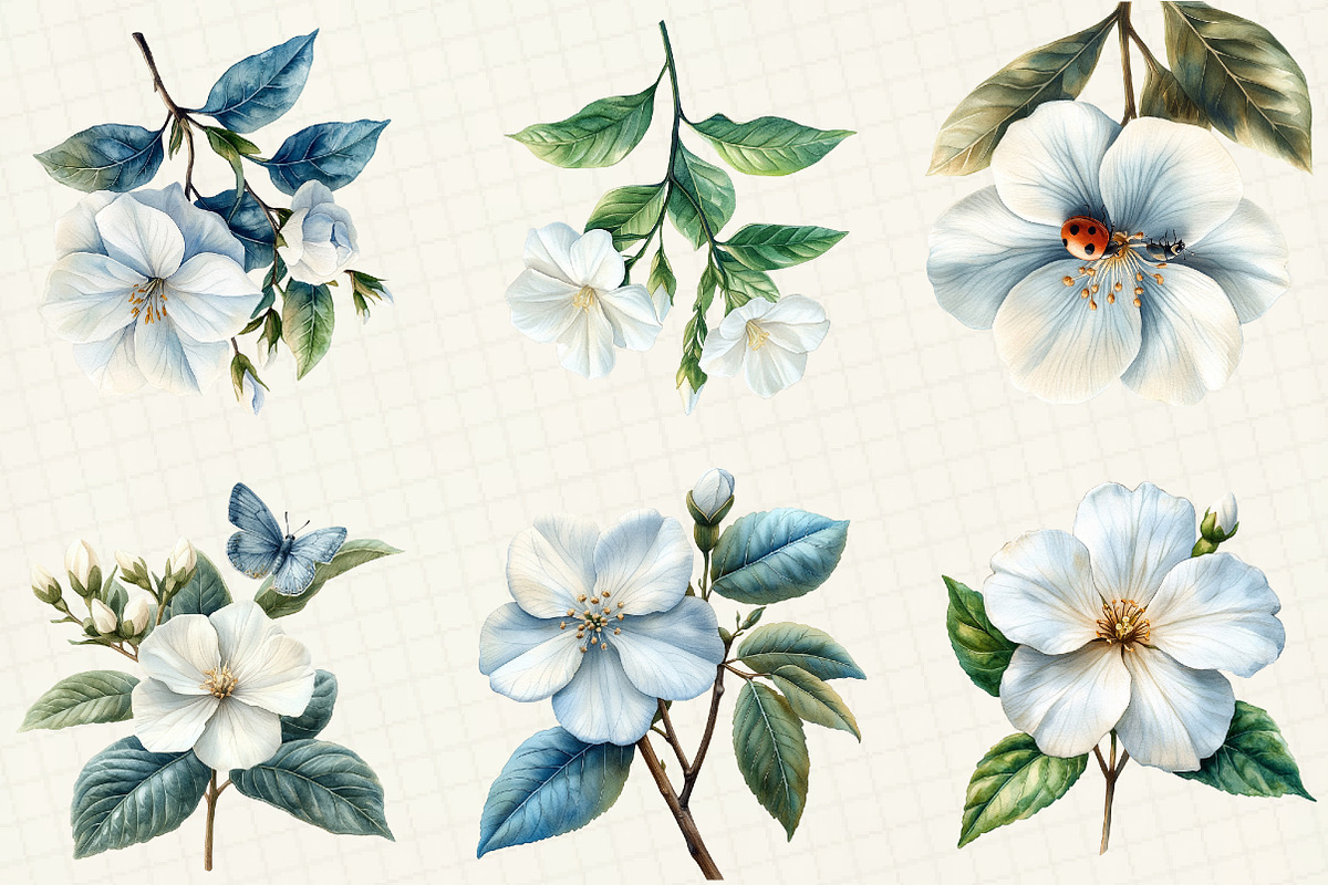Jasmine Flower Bloom Clipart, an Illustration by OK Design (Photo 2 of 5)