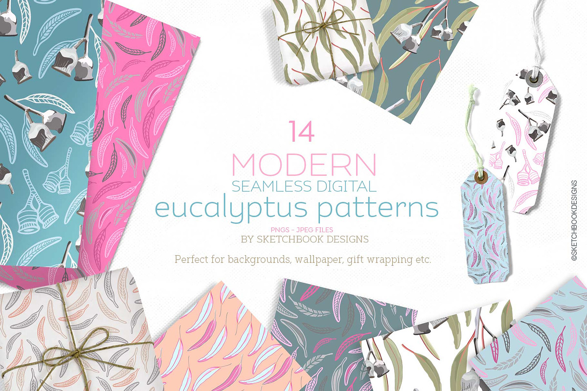 Modern Eucalyptus Pattern Set, a Pattern Graphic by Sketchbook Designs (Photo 1 of 7)