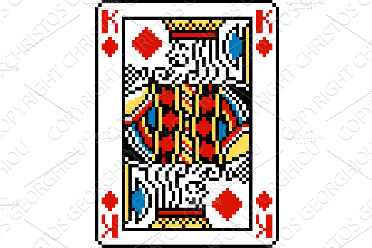 Pixel Art King of Diamonds Playing, an Object Illustration by Christos Georghiou