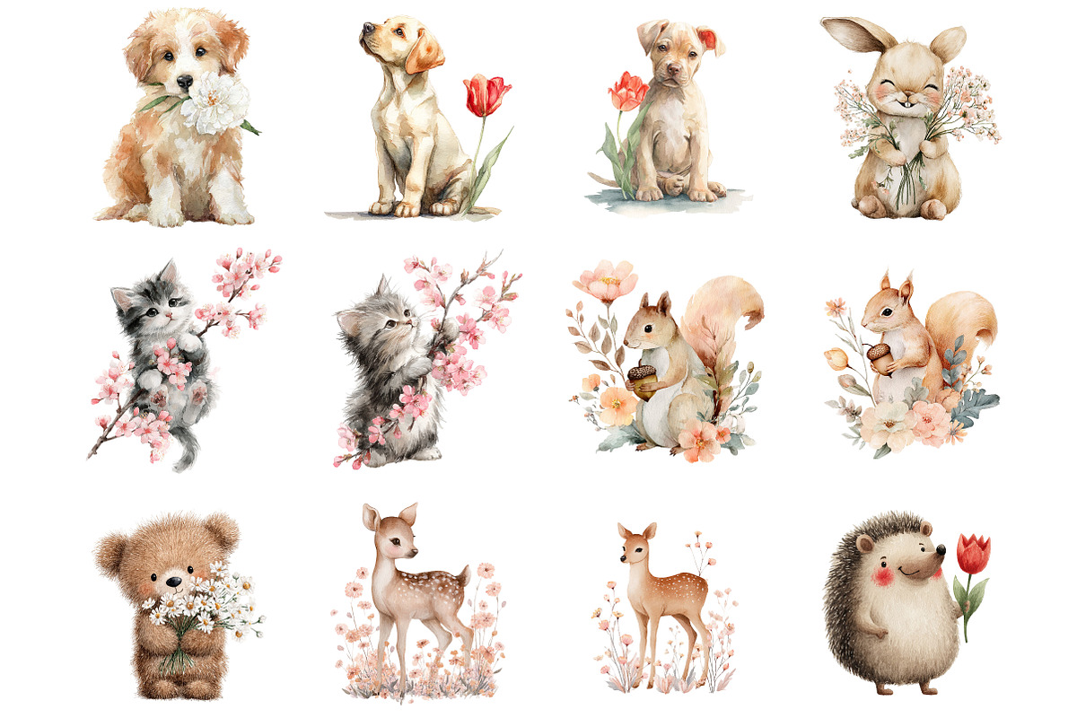Whimsical Spring Animal Clipart, an Illustration by DreamArtGraphic (Photo 2 of 4)