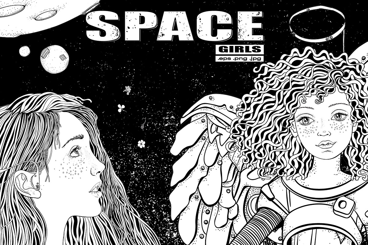 SPACE GIRLS Coloring Collection, a Person Illustration by ImHope (Photo 1 of 10)